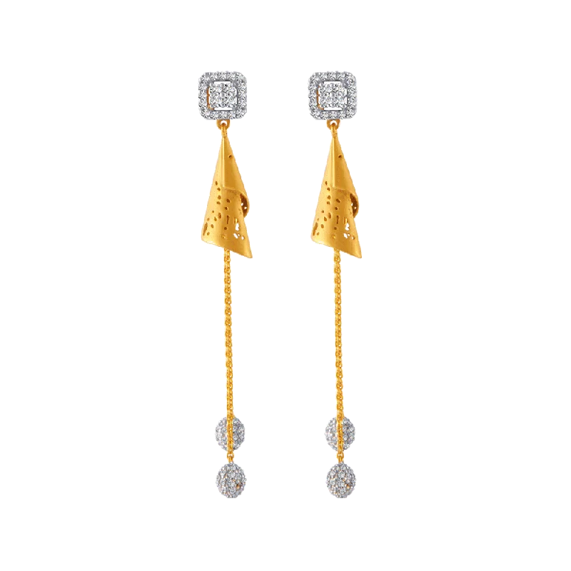 Ladies hoop earrings with diamonds-18KT (750) Yellow Gold And Solitaire Jhumki Earrings For Women