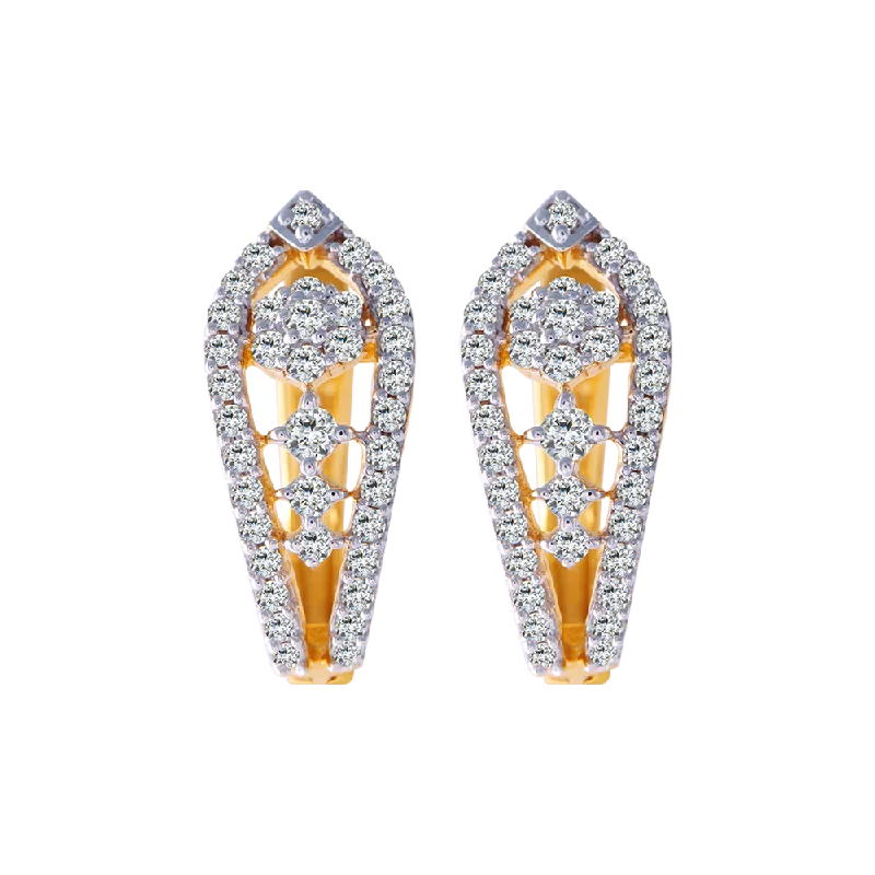 Ladies stud earrings-18KT (750) Yellow Gold And Diamond Clip-on Earrings For Women