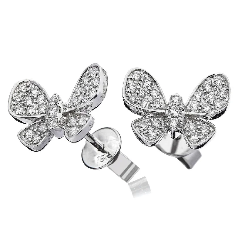 Ladies hoop earrings-DIAMOND BUTTERFLY STUD EARRINGS