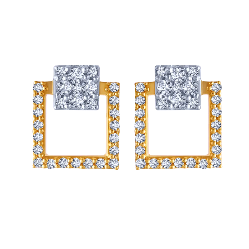 Ladies vintage-inspired earrings-18k Elegant Square Diamond Stud Earrings