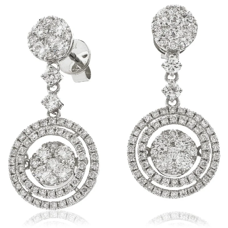 Ladies chic stud earrings-DIAMOND FANCY MOVEABLE EARRINGS IN 18K WHITE GOLD