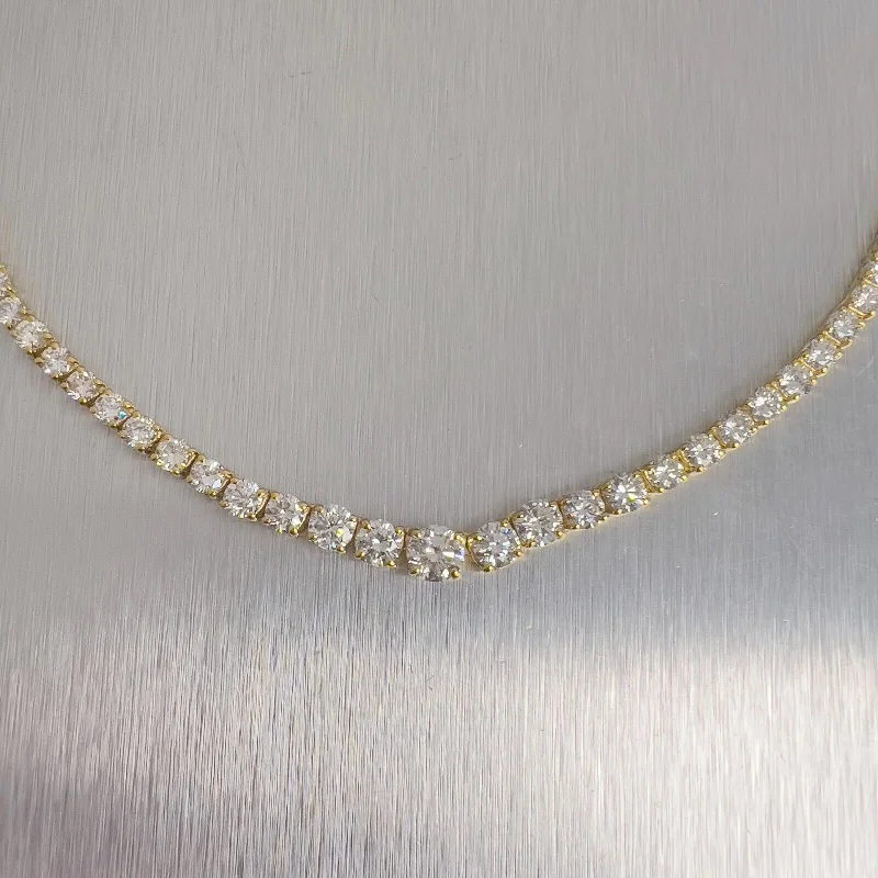 Ladies designer necklace-18k Yellow Gold Diamond Graduated Tennis Necklace 12.25ctw G VS2-SI1 16.75"