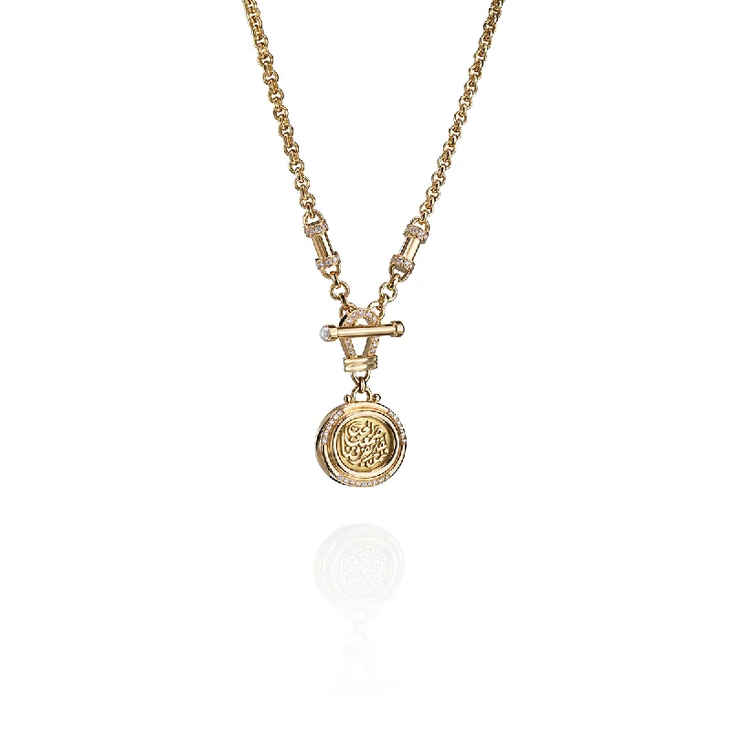 Ladies gold pendant necklace-T-Lock Love Necklace