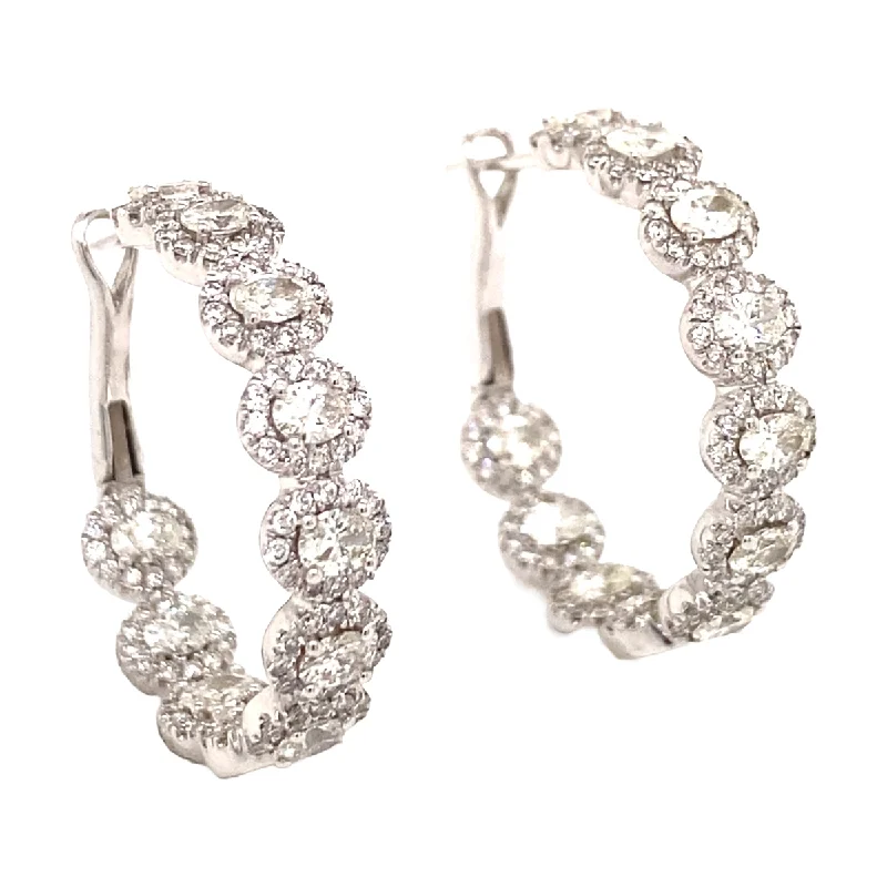 Ladies rose gold earrings-3.5CT Diamond Hoop Earrings