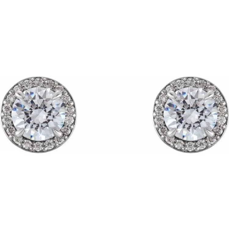 Ladies hoop earrings-Platinum 5/8 CTW Natural Diamond Halo-Style Earrings