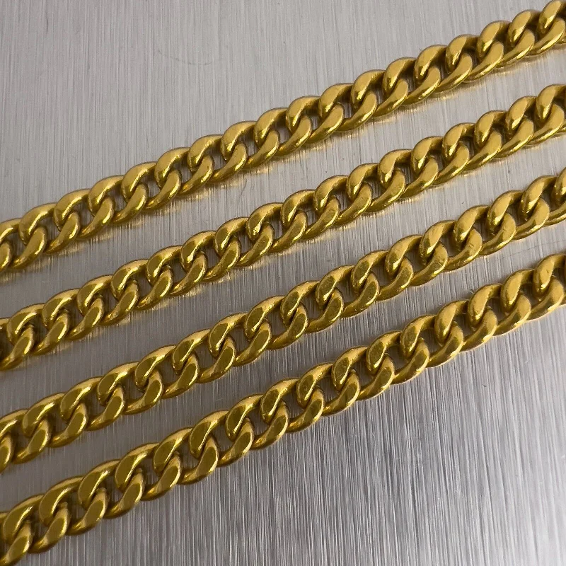 Ladies diamond necklace-.999 24k Yellow Gold Miami Cuban Link 4.2mm Chain Necklace 25" 48.7g