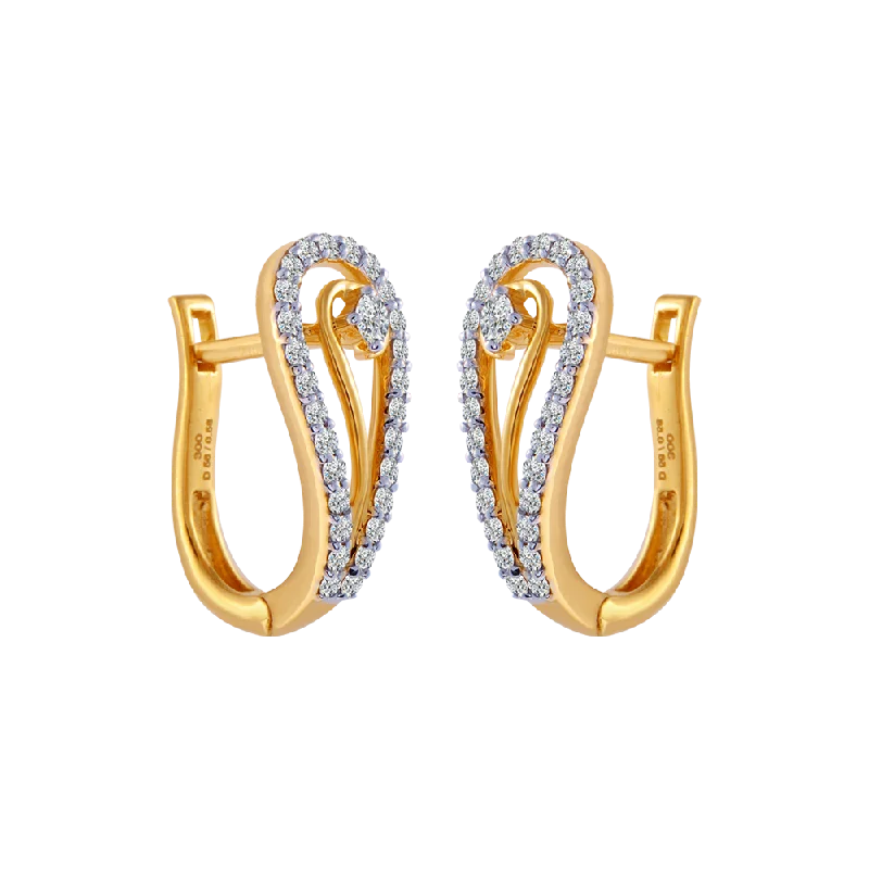 Ladies bold earrings-18KT (750) Yellow Gold And Diamond Clip-on Earrings For Women