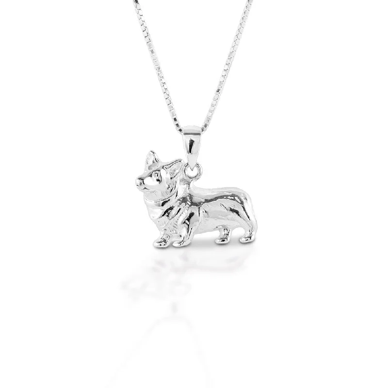 Ladies long necklace-Kelly Herd Small Corgi Necklace - Sterling Silver