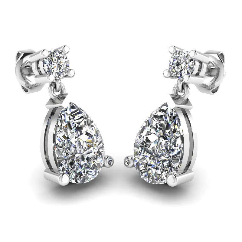 Ladies sterling silver hoop earrings-Pear Shape Lab Grown Diamond Drop Earrings EDPSD