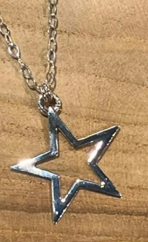 Ladies gold necklace-Sterling Silver Star Necklace