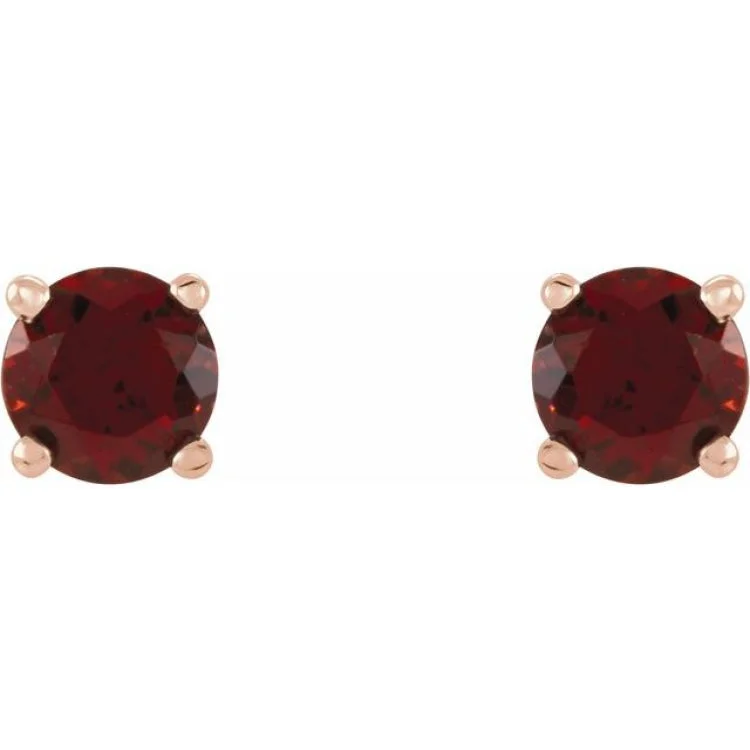 Ladies large hoop earrings-14K Rose 4 mm Natural Mozambique Garnet Stud Earrings