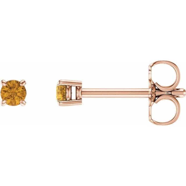 Ladies statement stud earrings-14K Rose 2.5 mm Natural Citrine Stud Earrings