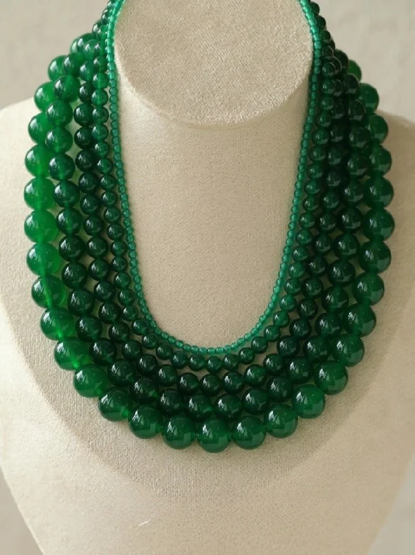 Ladies romantic necklace-Green Onyx Beaded Necklaces 3mm/6mm/8mm/10mm/12mm