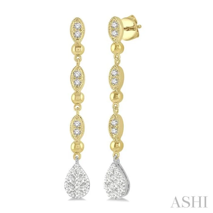 Ladies multi-stone earrings-1/2 ctw Pear & Marquise Lovebright Round Cut Diamond Earrings in 14K Yellow and White Gold