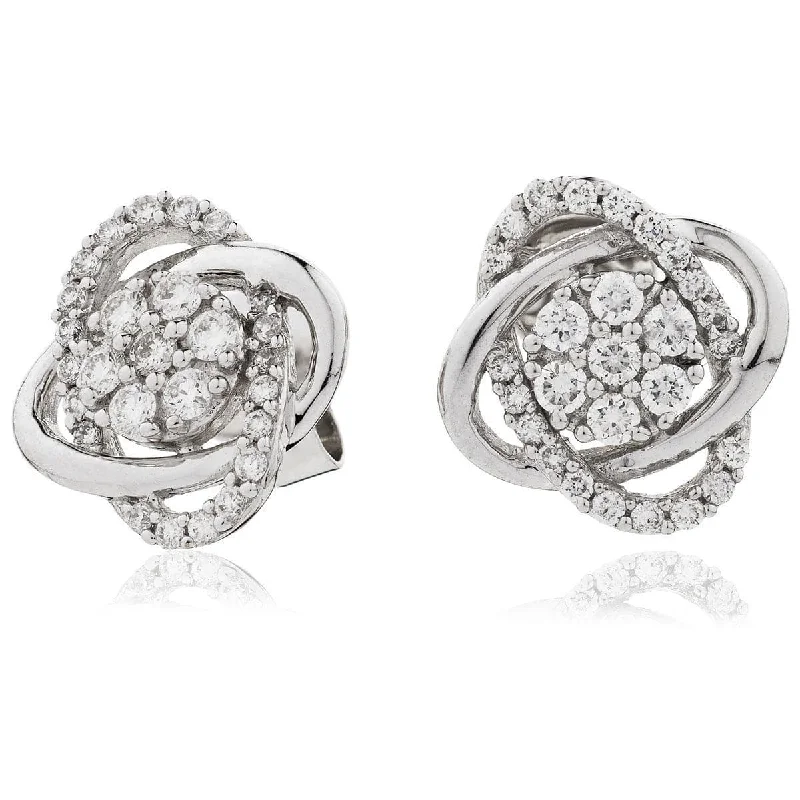 Ladies stud earrings-DIAMOND SWIRL STUD EARRINGS