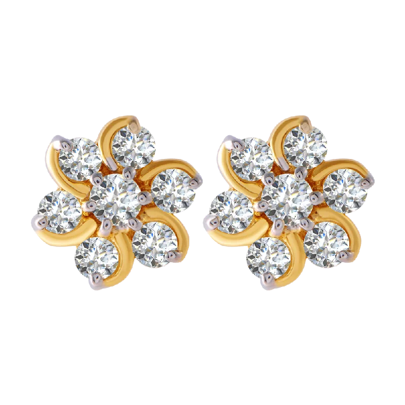 Ladies multi-stone earrings-18KT (750) Yellow Gold And Diamond Clip-on Earrings For Women