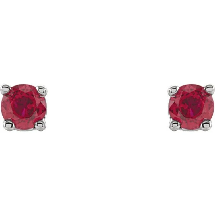 Ladies classic gold earrings-14K White 2.5 mm Lab-Grown Ruby Stud Earrings