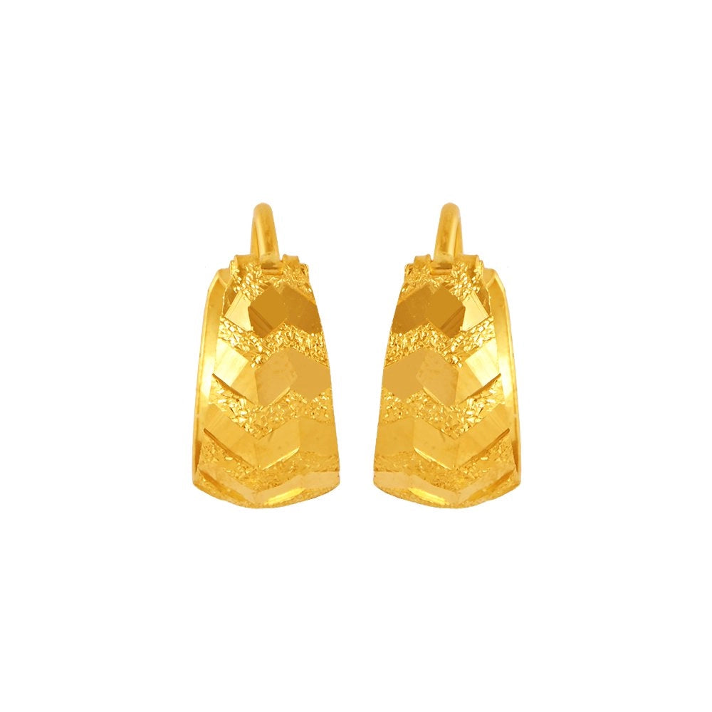 Ladies multi-stone earrings-22KT (916) Yellow Gold Statement Hoop Earrings With A Bold Design