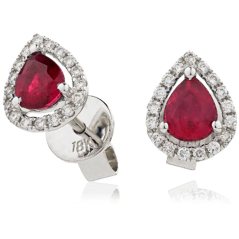 Ladies simple hoop earrings-RUBY HALO STUD EARRINGS