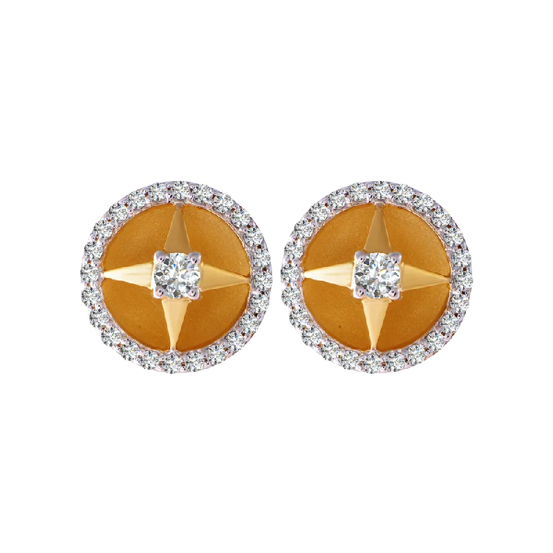 Ladies sophisticated earrings-18KT (750) Yellow Gold And Diamond Clip-on Earrings For Women