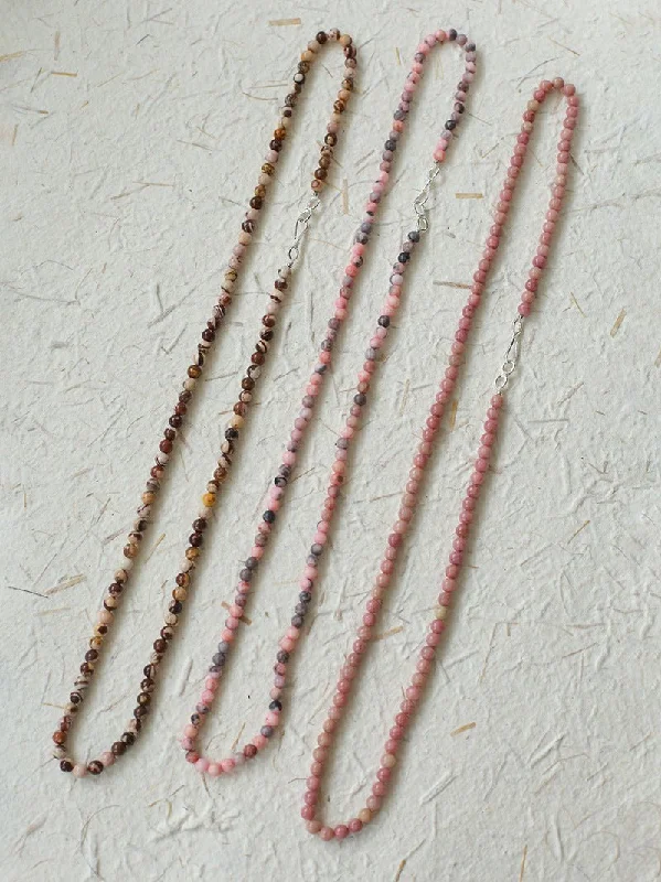 Ladies dainty necklace-Long Multi-Colored Zebra Stone Beaded Necklace