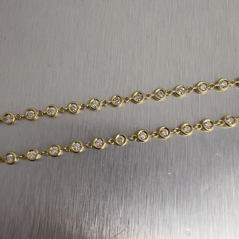 Ladies Swarovski necklace-18k Yellow Gold Diamond by the Yard Station Necklace 2.75ctw G VS 15.5" 12.6g