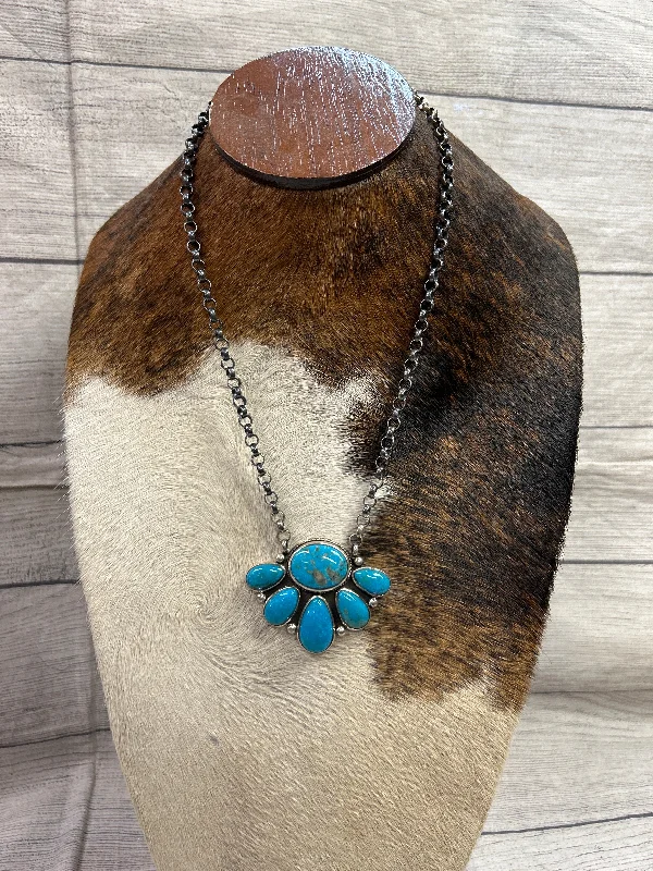 Ladies trendy necklace-Sasha Bear Blue King Necklace