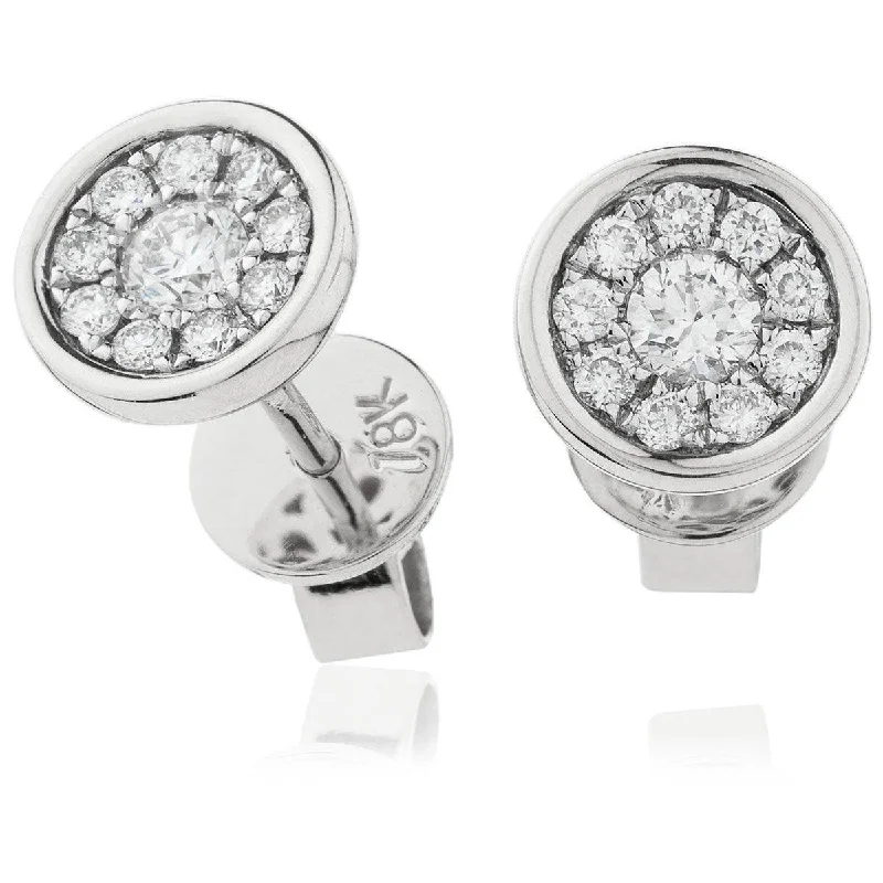 Ladies diamond earrings-DIAMOND CLUSTER STUD EARRINGS