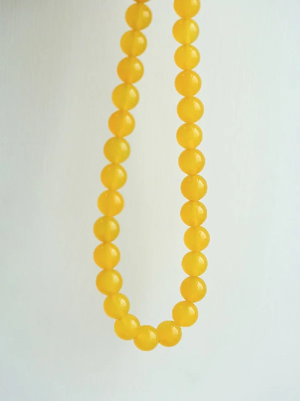 Ladies pendant necklace-Lemon Soda Yellow Onyx Beaded Necklace