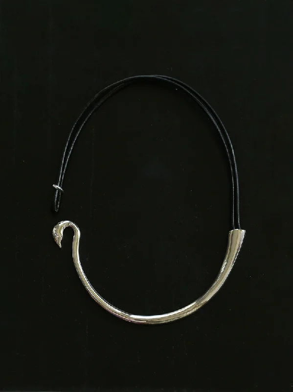 Ladies gold chain necklace-Swan Neck Bird Collar