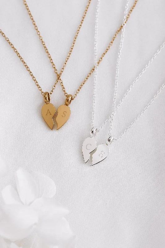 Ladies religious necklace-Giselle - Stainless Steel Monogram Heart Necklaces