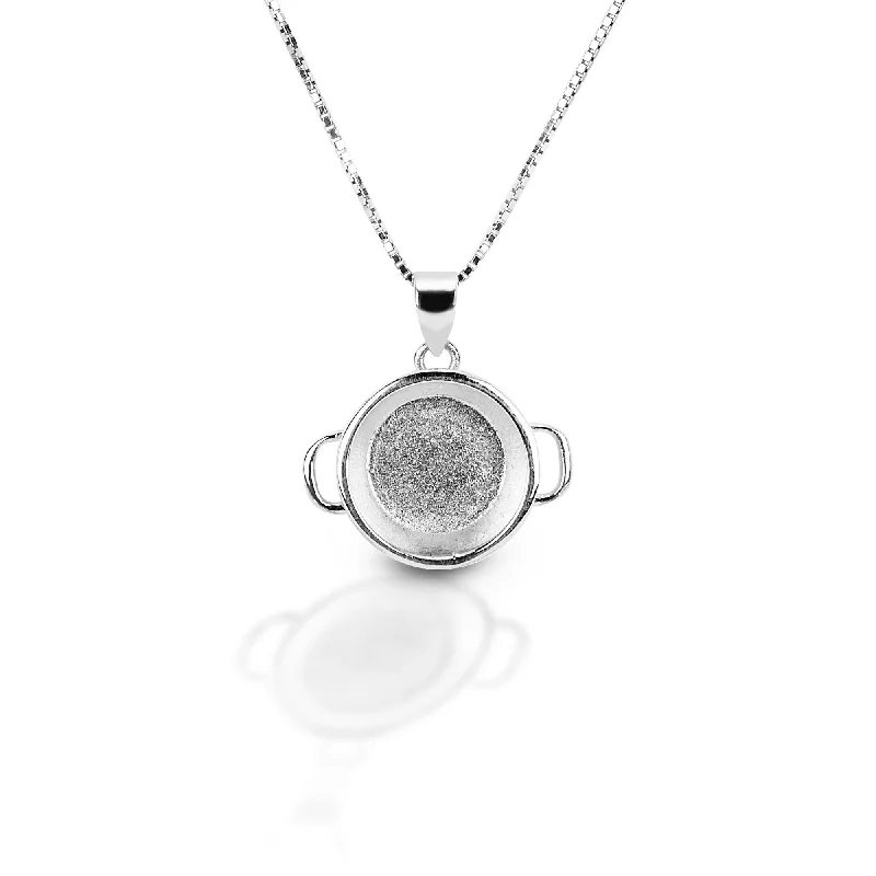 Ladies birthstone necklace-HCO Exclusive Sterling Silver Feed Pan Set Necklace