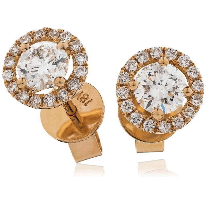 Ladies multi-layered earrings-ROSE GOLD HALO DIAMOND EARRINGS