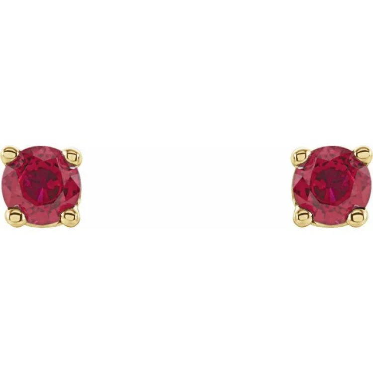 Ladies vintage earrings-14K Yellow 2.5 mm Lab-Grown Ruby Stud Earrings