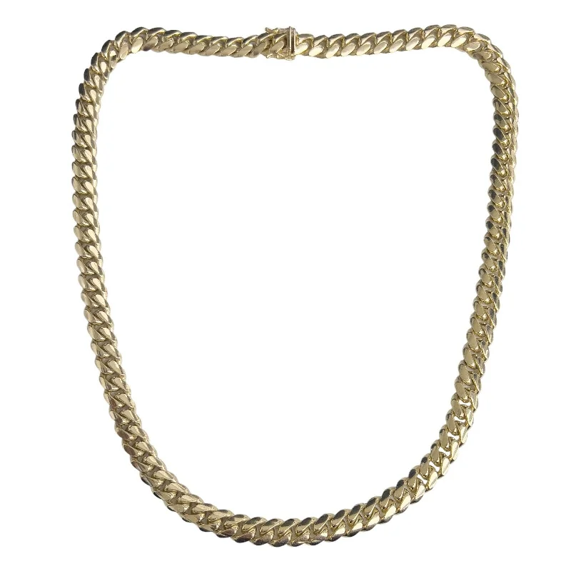 Ladies dainty necklace-14k Yellow Gold Miami Cuban Curb Link 9.30mm Chain Necklace 22.5" 148.5g