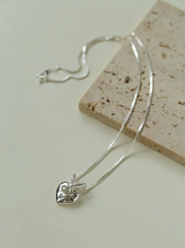 Ladies large stone necklace-925 Silver Heart Pendant Necklace