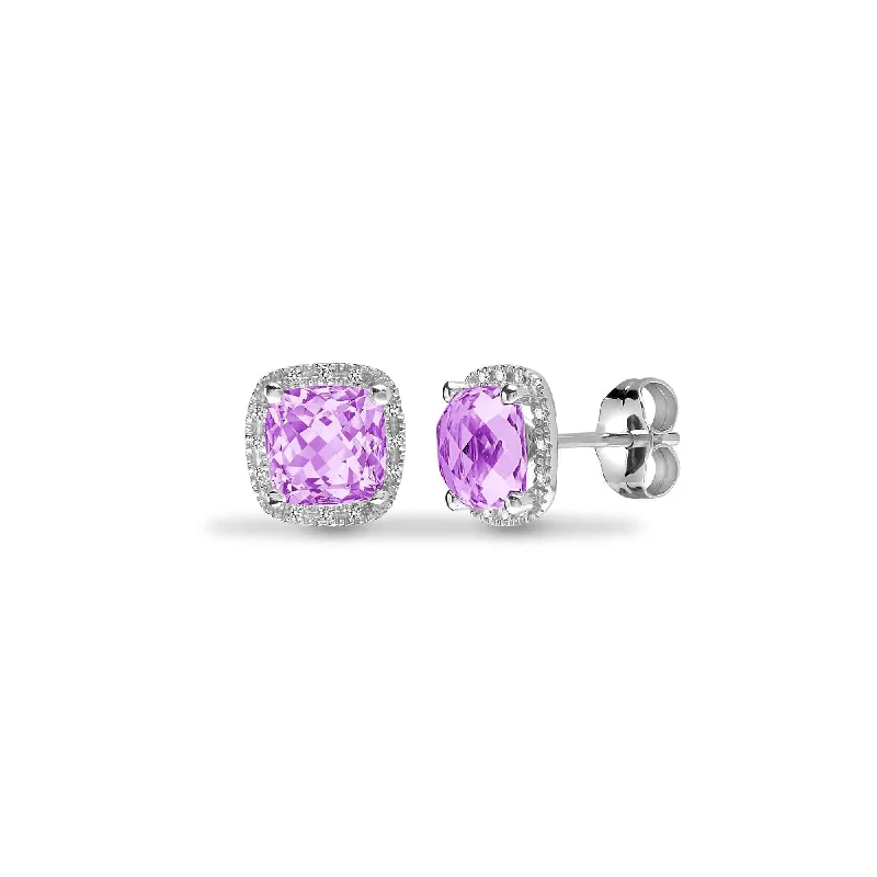 Ladies diamond stud earrings-Amethyst Drop Earrings in 9k White Gold