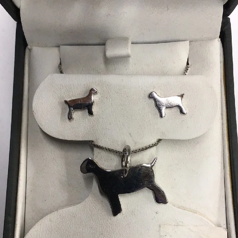 Ladies handmade necklace-HCO Exclusive Goat Post Earring and Necklace Set -Sterling Silver