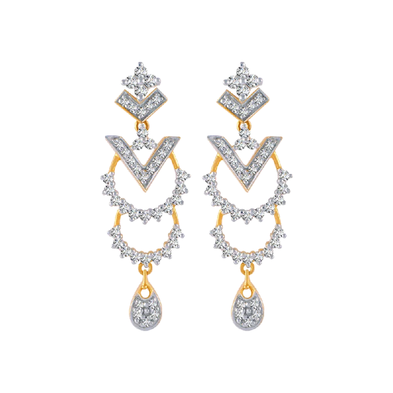 Ladies flower-shaped earrings-18KT (750) Yellow Gold And Solitaire Jhumki Earrings For Women