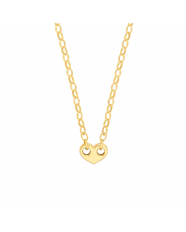 Ladies infinity necklace-Heart Puff Mariner w/Oval Rolo Necklace