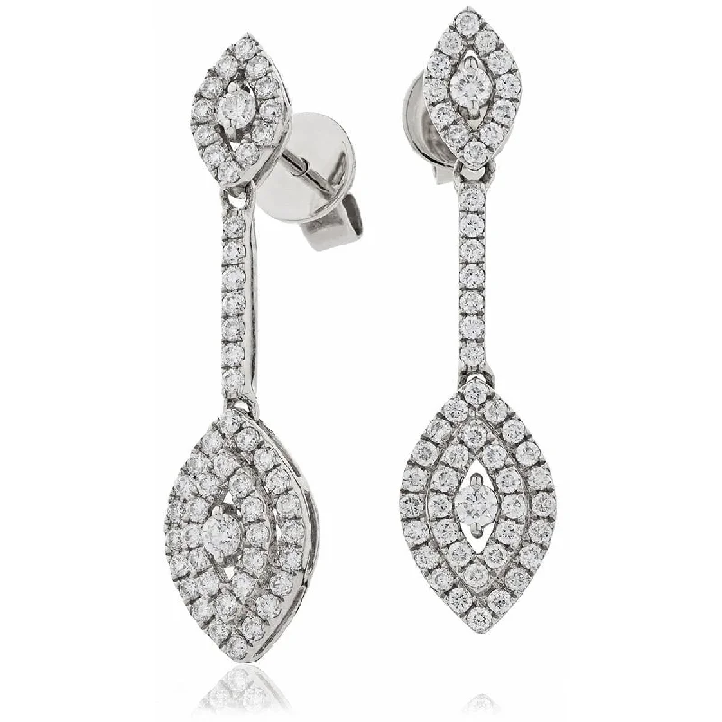 Ladies simple hoop earrings-DIAMOND DROP EARRINGS IN 18K WHITE GOLD