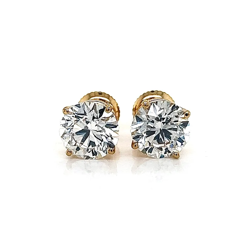 Ladies gold stud earrings-4CT Diamond Stud Earrings