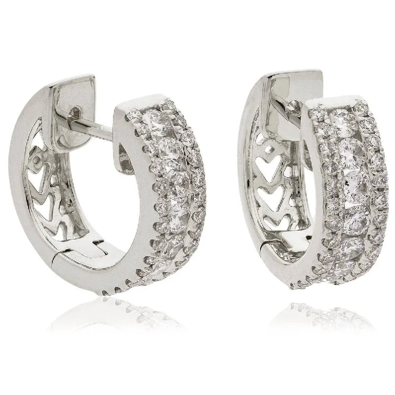 Ladies statement stud earrings-DIAMOND FANCY HOOP EARRINGS IN 18K WHITE GOLD