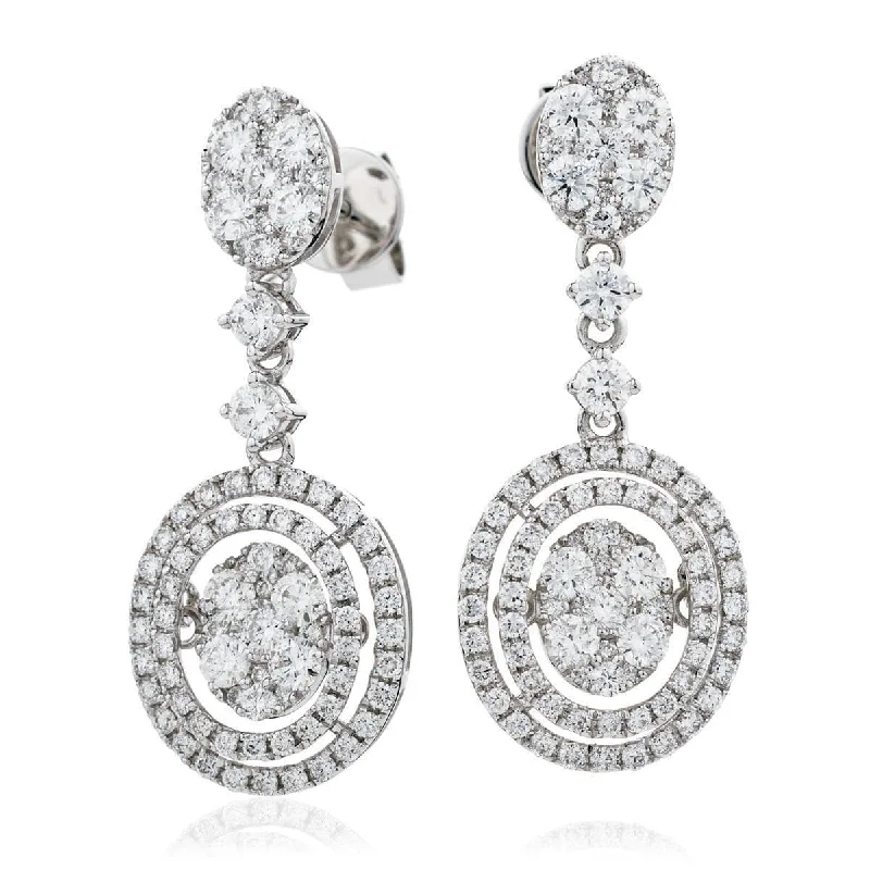 Ladies bridal stud earrings-DIAMOND FANCY MOVEABLE EARRINGS IN 18K WHITE GOLD