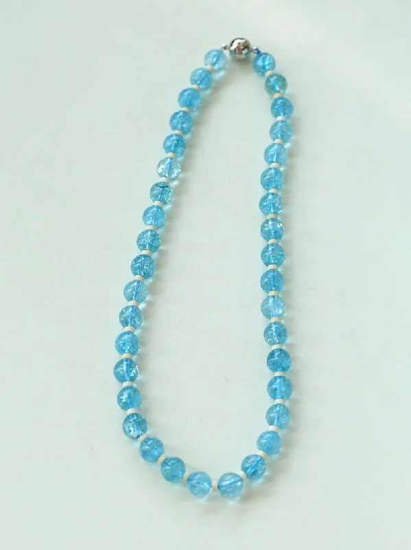 Ladies sapphire necklace-Tranquil Sky Blue Burst Crystal Necklace