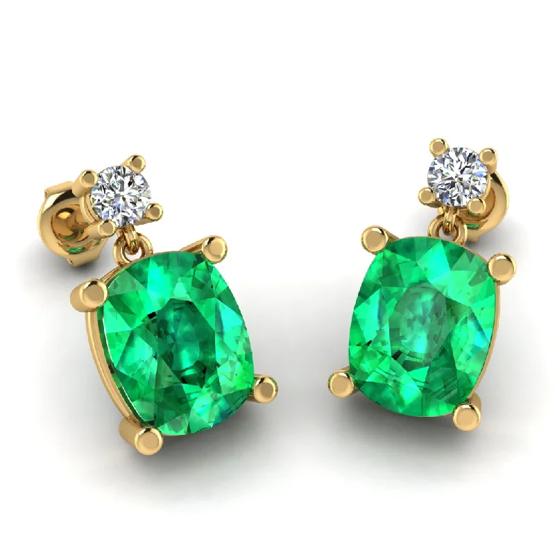 Ladies infinity earrings-Cushion Shape Emerald Lab Grown Diamond Drop Earrings EDCCE