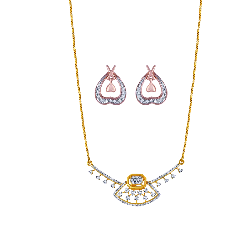 Ladies drop earrings-18k Exquisite Diamond Necklace Earrings Set