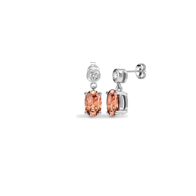 Ladies sterling silver earrings-MORGANITE DROP EARRINGS IN 9K WHITE GOLD