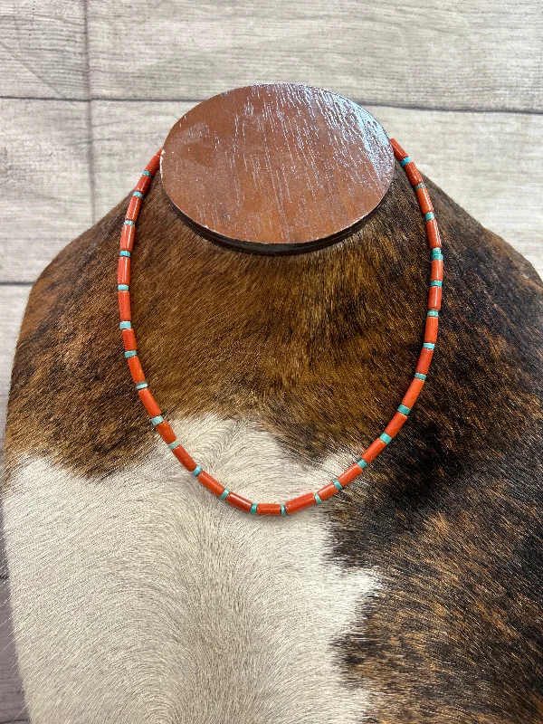 Ladies cute necklace-Meditation Coral & Turquoise Necklace