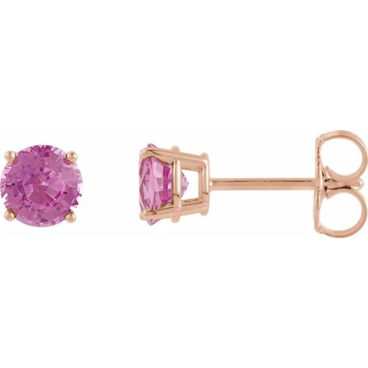 Ladies floral stud earrings-14K Rose 5 mm Natural Pink Tourmaline Stud Earrings